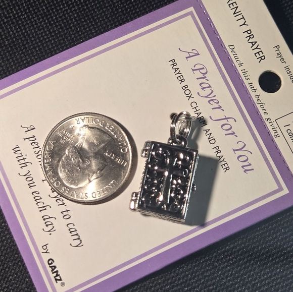 "Serenity Prayer"GANZ Silver Prayer Box Charm Locket with Scroll Inside - Picture 4 of 11